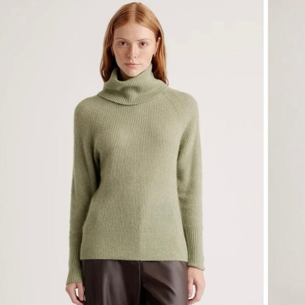 Quince Olive Green Turtleneck Sweater